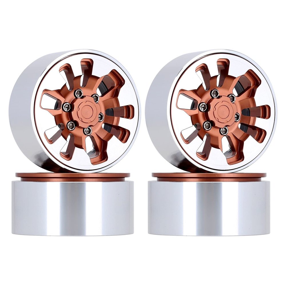 Metal 1.9" Beadlock Wheel Rim 9-Spokes for 1/10 RC Crawler Traxxas TRX4 Axial SCX10 90046 AXI03007 Redcat Gen8-4Pc Brown