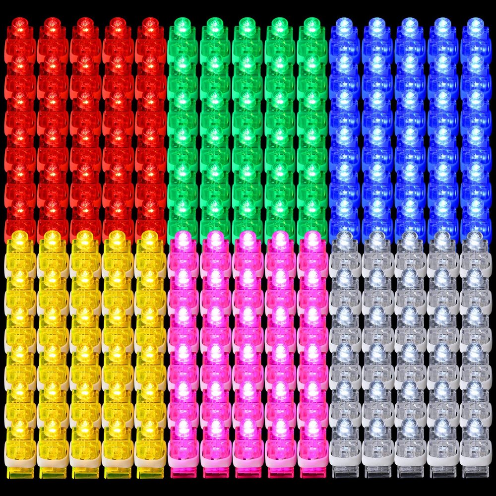 Riakrum 200 Pieces Finger Lights Finger Flashlights LED Lights Flashing Light up Rings Glow Sticks Glow in The Dark Bright for Party Supplies (Colorful)