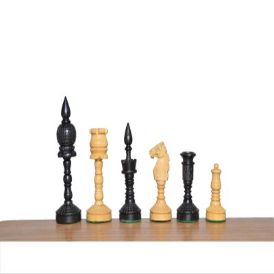 3.7" Artistic English Series Chess Pieces Only | Hand Carved Vintage Chess Set in Ebony Wood | Luxury Chess Pieces | Taj Chess Store