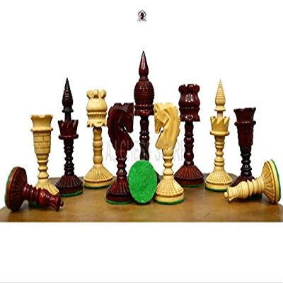 3.7" Artistic English Series Chess Pieces Only | Hand Carved Vintage Chess Set in Bud Rosewood Wood | Luxury Chess Pieces | Taj Chess Store