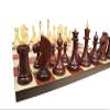 1950's Soviet Latvian Reproduced Weighted Chess Set in Crimson Golden Rosewood | Russian USSR Weighted Chess Pieces | King 4.0" view 2