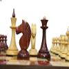 1950's Soviet Latvian Reproduced Weighted Chess Set in Crimson Golden Rosewood | Russian USSR Weighted Chess Pieces | King 4.0" view 3