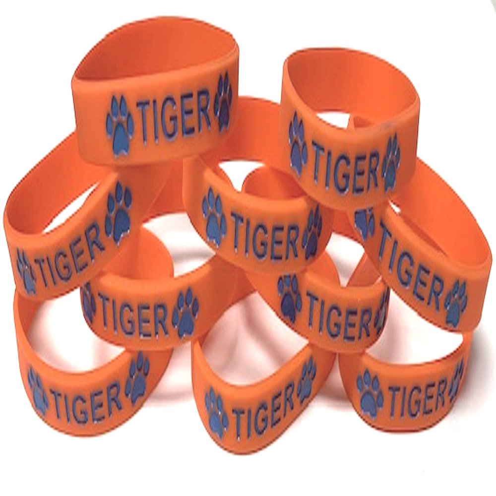 Aquinas Scout Products Cub Scout Tiger Silicone Wristband Pack of 10, Orange with Navy Lettering, Perfect for Team Building, Pack Events or Favors, Swag