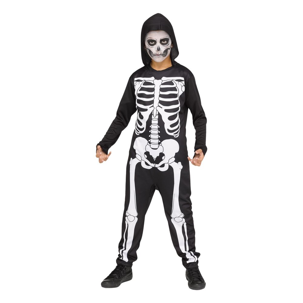 Boys Skele Jumpsuit Child Halloween Costume size Large 12-14