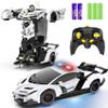 FDJ Remote Control Car - Transform Toys Car Robot, One Button Deformation to Robot with Flashing Light, 2.4Ghz 1:18 Scale Transforming Police Car Kids Toys with 360 Degree Rotating, Girls Boys Toys view 1