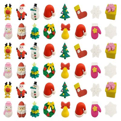 XIAOYU Christmas Erasers Christmas Pencil Erasers 3D Mini Cartoon Puzzle Erasers Set, 48PCS