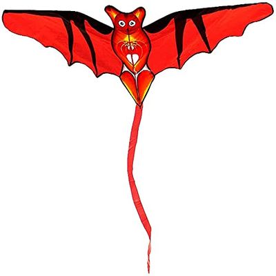 Kites for Kids Kites for The Beach Red Large Bat Kite with 140CM Tail,Huge Kite with 160CM Wingspan for Beginners Kids and Adults. Easy to Fly and Assemble LSDRALOBBEB 929(Color:300M String)