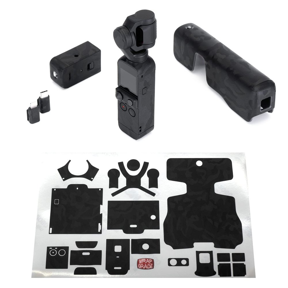 WRAPGRADE Skin Stickers for DJI Pocket 2 (Black Bumpy CAMO)