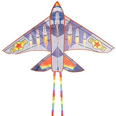 Kites for Kids Kites for The Beach Fighter Kite with Tail,Huge Kite for Beginners Kids Adults with Kite String,Perfect for Outdoor Games and Activitie-Grey LSDRALOBBEB 929(Color:400M String)