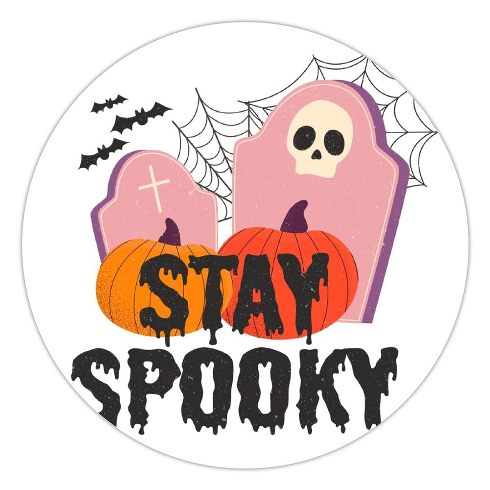 100 Pcs Halloween Stickers for Halloween Pillow Stay Spooky Horror Ghost Bat Stickers Halloween decorations Stickers for Envelope Seals Candy Halloween Party Decorations