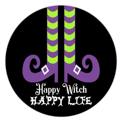 100 Pcs Halloween Stickers for Happy Witch Happy Life White Halloween Witch Stickers Halloween decorations Stickers for Envelope Seals Candy Halloween Party Decorations