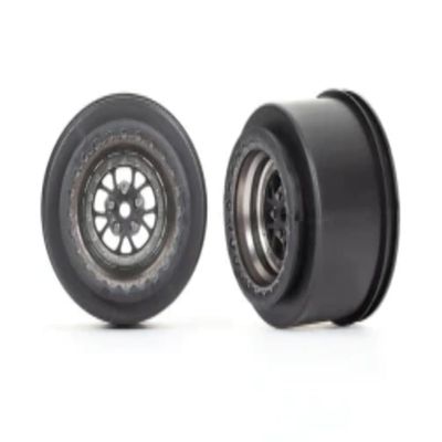Traxxas 9473A - Wheels, Weld Satin Black Chrome (Rear) (2