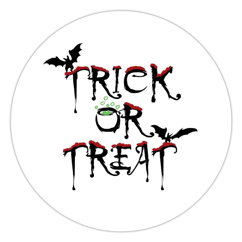 100 Pcs Halloween Stickers for Trick or treat halloween traditional quote black Stickers Halloween decorations Stickers for Envelope Seals Candy Halloween Party Decorations