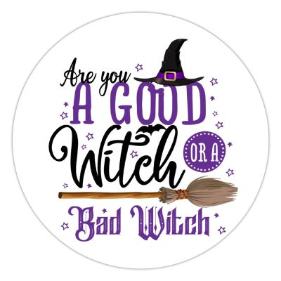 100 Pcs Halloween Stickers for Good Witch Or A Bad Witch Black Halloween Quote Stickers Halloween decorations Stickers for Envelope Seals Candy Halloween Party Decorations