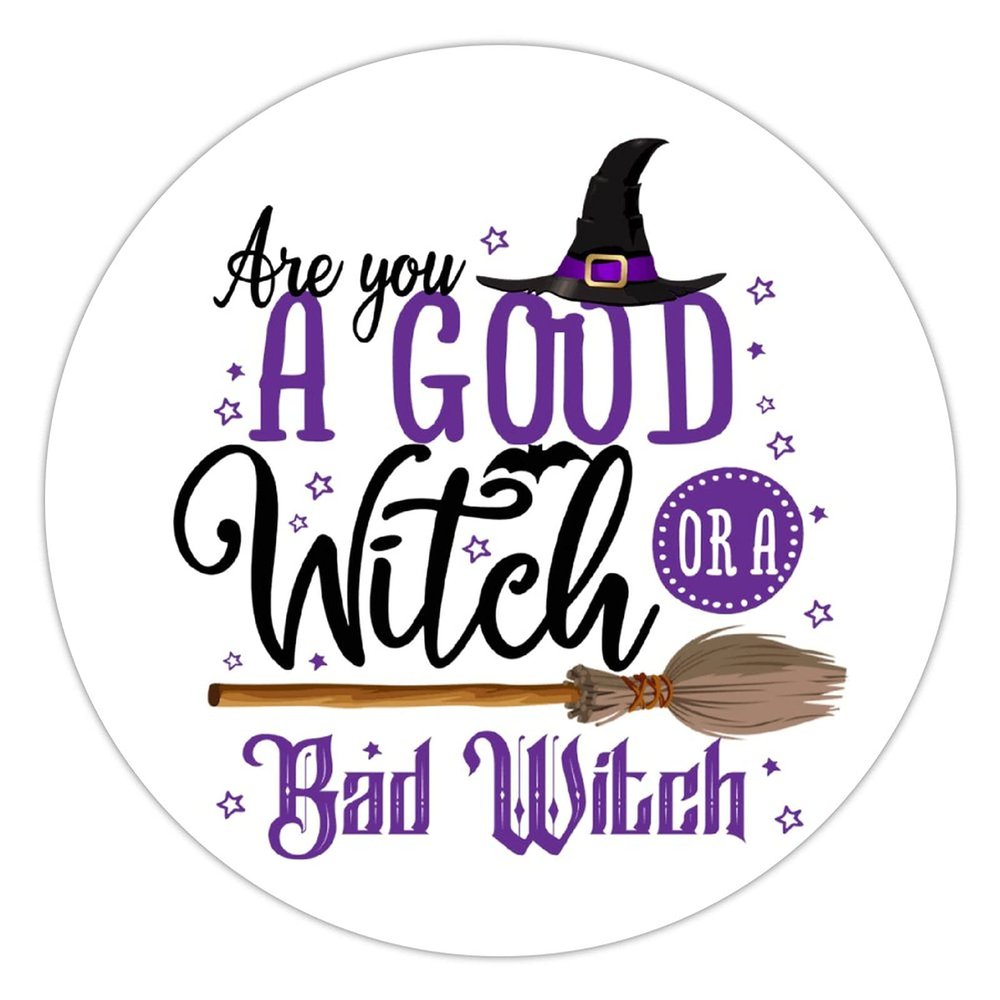 100 Pcs Halloween Stickers for Good Witch Or A Bad Witch Black Halloween Quote Stickers Halloween decorations Stickers for Envelope Seals Candy Halloween Party Decorations