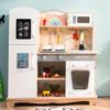 Costzon Kids Kitchen Playset, Wooden Toddlers Toy Kitchen with Light & Sound, Microwave, Ice Maker, Oven, Sink & Faucet, Cooking Accessories, Pretend Play Kitchen, Gift for Boys Girls Age 3+ view 1