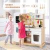 Costzon Kids Kitchen Playset, Wooden Toddlers Toy Kitchen with Light & Sound, Microwave, Ice Maker, Oven, Sink & Faucet, Cooking Accessories, Pretend Play Kitchen, Gift for Boys Girls Age 3+ view 2
