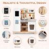 Costzon Kids Kitchen Playset, Wooden Toddlers Toy Kitchen with Light & Sound, Microwave, Ice Maker, Oven, Sink & Faucet, Cooking Accessories, Pretend Play Kitchen, Gift for Boys Girls Age 3+ view 3