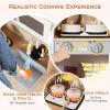 Costzon Kids Kitchen Playset, Wooden Toddlers Toy Kitchen with Light & Sound, Microwave, Ice Maker, Oven, Sink & Faucet, Cooking Accessories, Pretend Play Kitchen, Gift for Boys Girls Age 3+ view 4