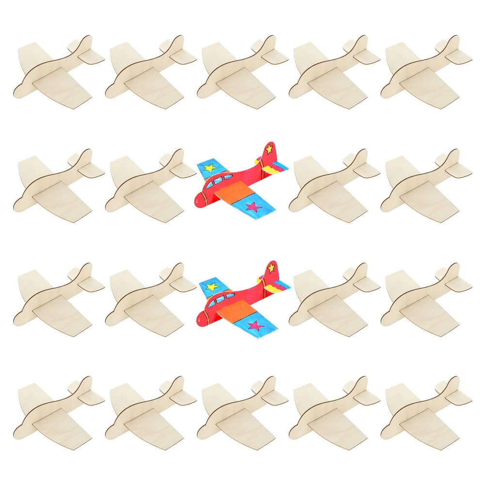 DAJAVE 20 Pack Wooden Model Airplanes, DIY Balsa Wood Airplane Kit, Wooden Plane for Birthday Party & Carnival