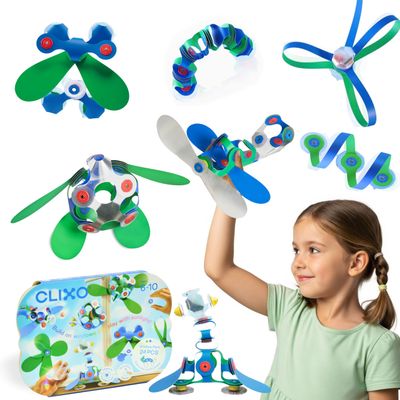 Clixo Window Travel Pack - Fun Magnetic Toy for Kids - 24-Piece Suncatcher Kit with Prisms & Suction Cups for Plane and Car Windows  Portable Rainbow Maker STEM Toy for Creative On the Go Car Playset