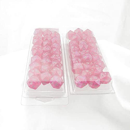 Pink Borealis Dice Luminary with Silver Numbers D20 Aprox 16mm (5/8in) Pack of 50 Wondertrail