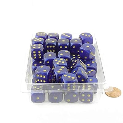 Royal Purple Borealis Dice Luminary with Gold Pips 16mm (5/8 inch) D6 Set of 50 Wondertrail