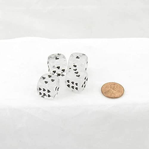 White Cirrus Dice with Black Hearts D6 16mm (5/8in) Pack of 4 Wondertrail