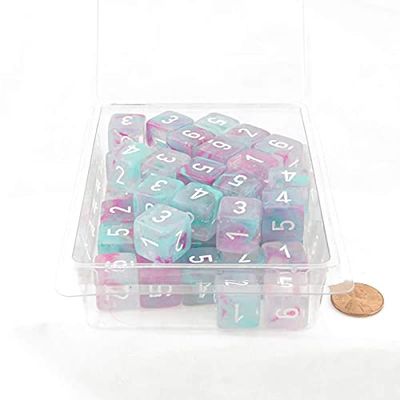 Wisteria Nebula Luminary Dice with White Numbers 16mm (5/8in) D6 Set of 50 Wondertrail