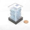 Ligt Blue Cirrus Dice with Black Hearts D6 16mm (5/8in) Pack of 12 Wondertrail view 3