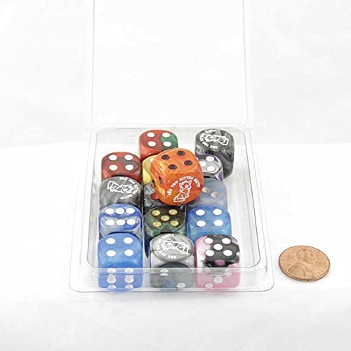 are You Kitten Me Dice Assorted Colors with Pips 16mm (5/8in) D6 Pack of 15 Wondertrail