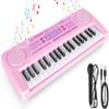 M SANMERSEN Kids Piano Keyboard, 37 Keys Music Keyboard Piano Toys with Microphone, Portable Dual Speaker Electronic Piano Keyboard, Birthday Gift for Beginners Girls Ages 3 4 5 6, Pink view 1