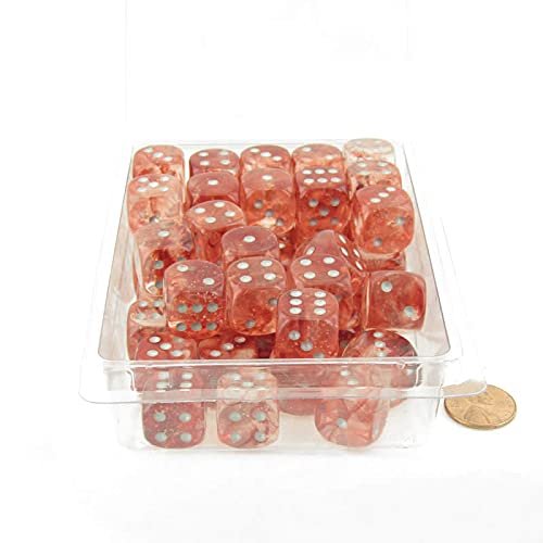 Red Nebula Dice Luminary with Silver Pips 16mm (5/8in) D6 Set of 50 Wondertrail