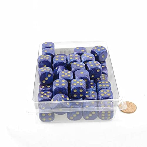 Purple Lustrous Dice with Gold Pips D6 16mm (5/8in) Bulk Pack of 50 Wondertrail