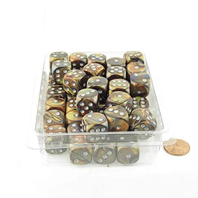 Gold Lustrous Dice with Silver Pips D6 16mm (5/8in) Bulk Pack of 50 Wondertrail