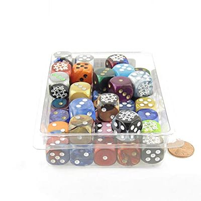 Sick Dice Assorted Colors with Pips 16mm (5/8in) D6 Pack of 50 Wondertrail