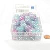 Wisteria Nebula Dice Luminary with White Pips 16mm (5/8in) D6 Set of 50 Wondertrail view 2
