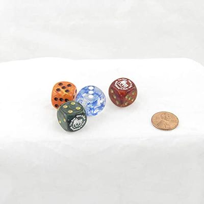 Dumpster Fire Dice Assorted Colors with Pips 16mm (5/8in) D6 Pack of 4 Wondertrail