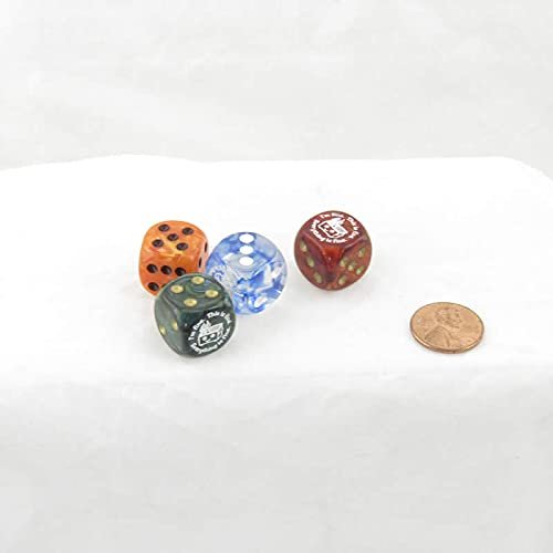 Dumpster Fire Dice Assorted Colors with Pips 16mm (5/8in) D6 Pack of 4 Wondertrail