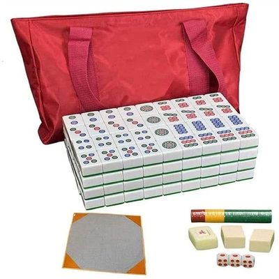 SMSOM Boutique Mahjong,Chinese Mahjong Set,Chinese Traditional Mahjong Games,144 Mahjong,Very Suitable for Family Gathering Games, for Family (Color : Green)