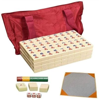 SMSOM Boutique Mahjong,Chinese Mahjong Set,Chinese Traditional Mahjong Games,144 Mahjong,Very Suitable for Family Gathering Games, for Family (Color : Beige)