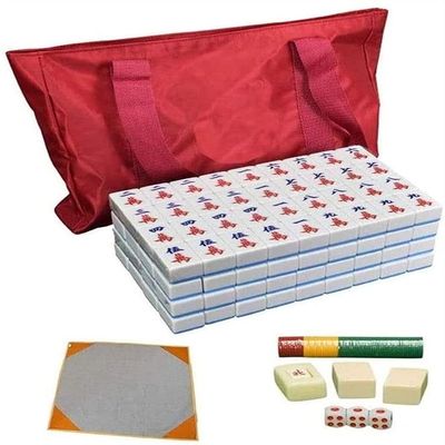 SMSOM Boutique Mahjong,Chinese Mahjong Set,Chinese Traditional Mahjong Games,144 Mahjong,Very Suitable for Family Gathering Games, for Family (Color : Blue)