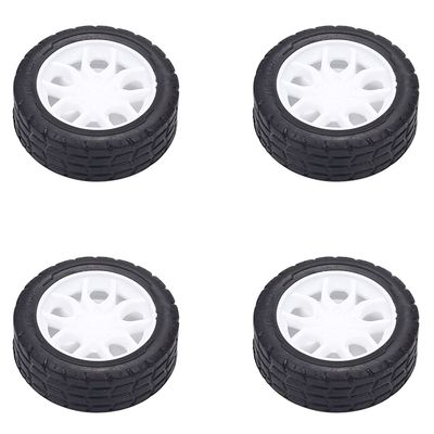 Yinpecly RC Car Wheel 30mm Dia Plastic Wheel Rims and Rubber Tires RC Drift Cars Tires Set for DIY RC Car Truck Boat Helicopter Model Part White and Black 4pcs