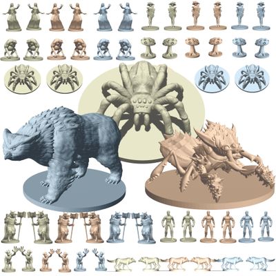 House of Bodian Mythical Heroes Forest/Swamp Edition - 90 Pcs in 16 Designs - Mini Figure Set for RPGs - Creatures and Monsters - Suitable Size for DND