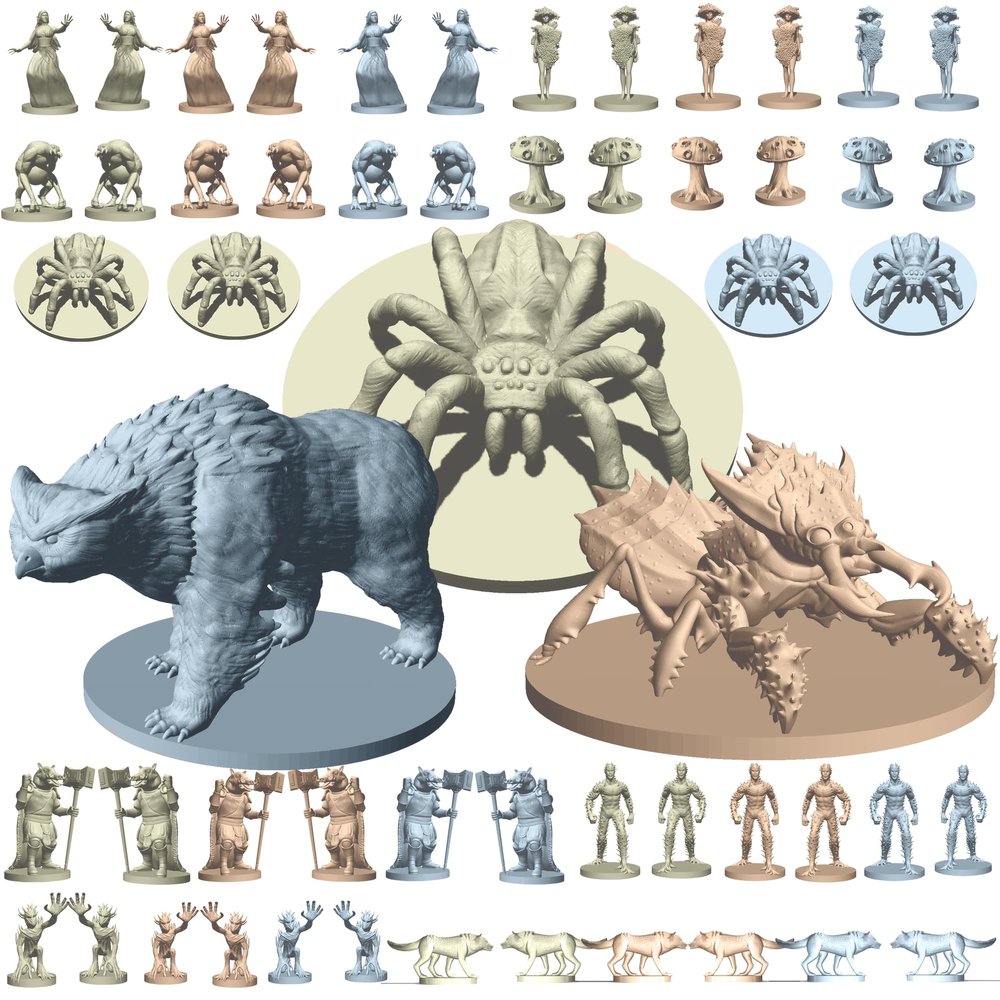 House of Bodian Mythical Heroes Forest/Swamp Edition - 90 Pcs in 16 Designs - Mini Figure Set for RPGs - Creatures and Monsters - Suitable Size for DND