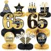 9 Pieces 65th Birthday decorations 65th birthday centerpieces for Tables Decorations Cheers to 65 Years Honeycomb Table Topper Happy 65th Birthday Decorations for Men and Woman Sixty-five Years Birthday Party view 1