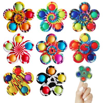 8 Pcs Fidget Spinners Pop Toys for Party Favors, Sensory Fidget Toys Bulk for Classroom Prizes, Easter Christmas Valentine Gifts for Kids Easter Basket Stuffers