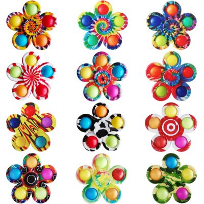 12 Pcs Fidget Spinners Pop Toys for Party Favors, Sensory Fidget Toys Bulk for Classroom Prizes, Easter Christmas Valentine Gifts for Kids Easter Basket Stuffers