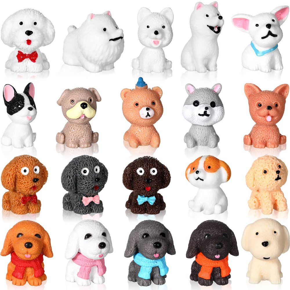 Marsui 40 Pcs Mini Dog Figurines Toy Realistic Little Puppy Figures Educational Dog Animals Toys Miniature Mini Glow in The Dark Resin Animals for Birthday Christmas Easter Cake Topper Decor(Cute)