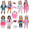 Ebuddy Doll Clothes & Accessories - 8 Sets Outfit with Shoes, Backpack, Glasses, Camera, Pad for 18 Inch Girl Dolls view 1